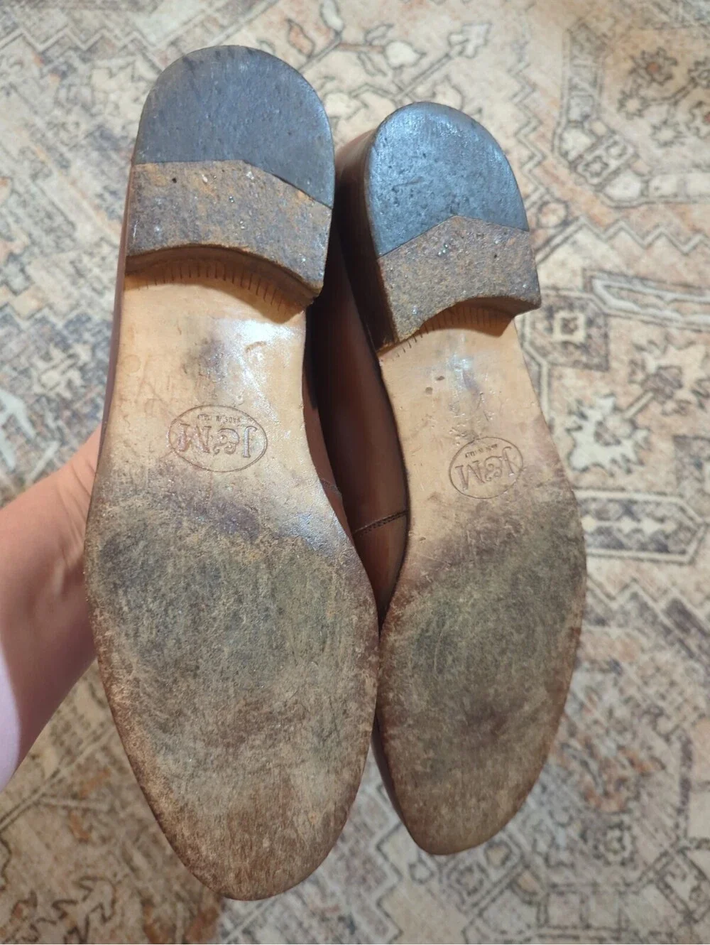VINTAGE Johnston & Murphy Bit Loafer Size 8.5 Brown Leather Made in Italy